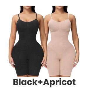 Women's Black and Apricot Shapewear Bodysuit